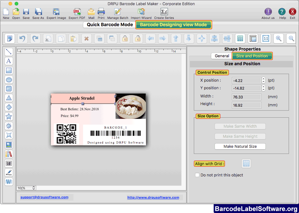Add shape on barcode label Add shape on barcode label