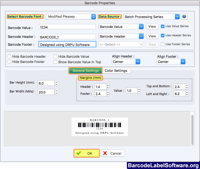 Barcode Properties Barcode Properties