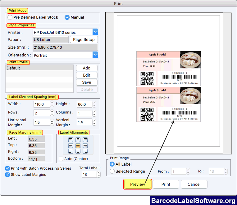 Print barcode labels Print barcode labels