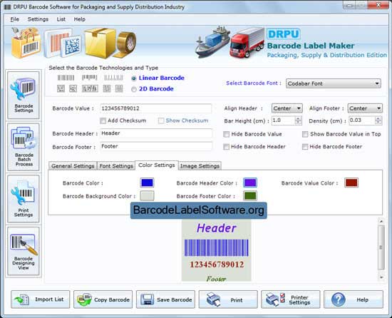 Distribution Barcode Label screenshot