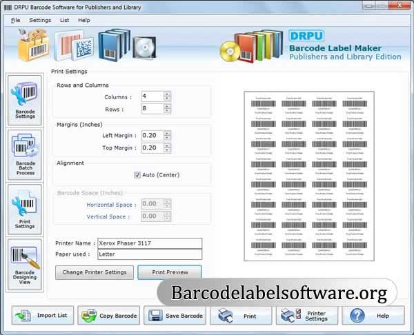 Screenshot of Publisher Barcode Software