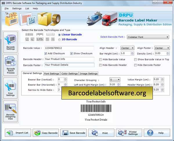 Screenshot of Distribution Barcode Software