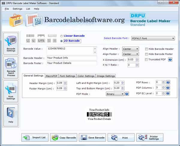 Screenshot of Barcodes