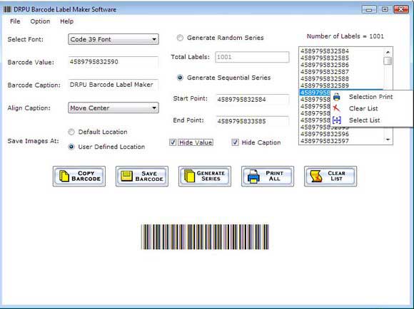 Screenshot of Barcode Creator Utility 3.0.1.5