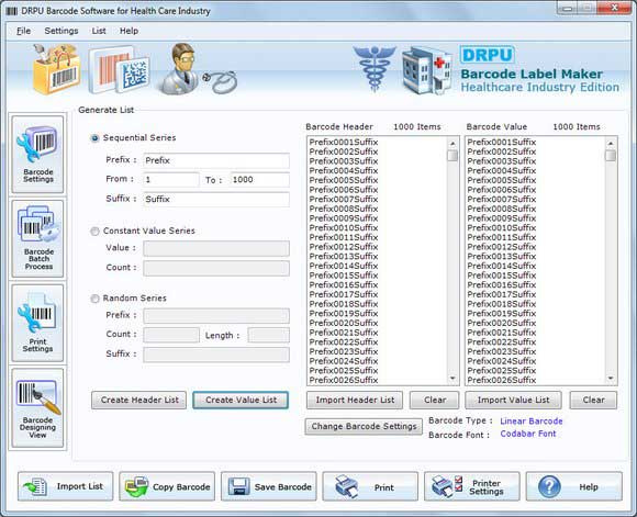 Screenshot of Barcode Labels for Healthcare Industry