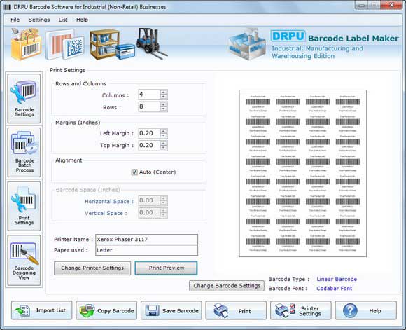 Barcodes for Manufacturing Warehousing screen shot