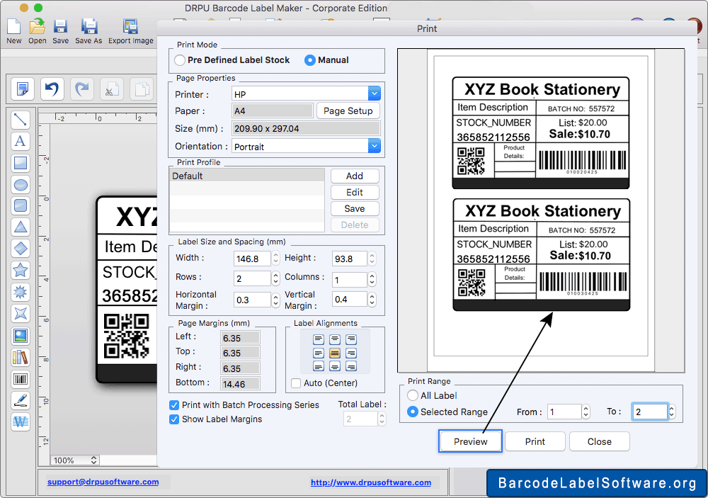 Print barcode labels