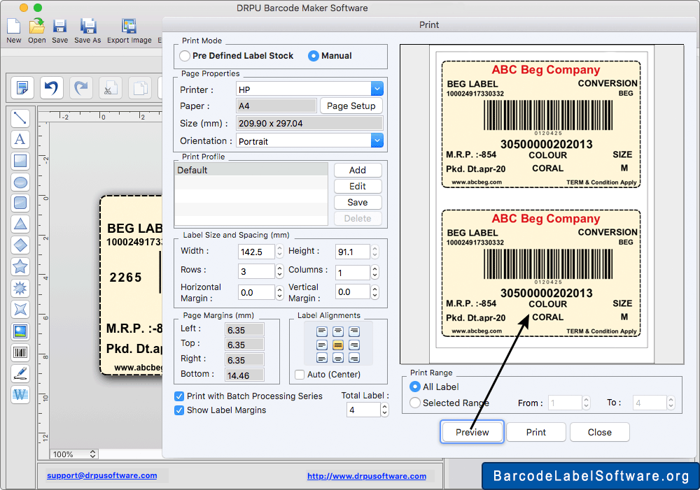 Print barcode labels