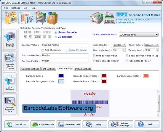 Inventory Barcode Label Software screenshot