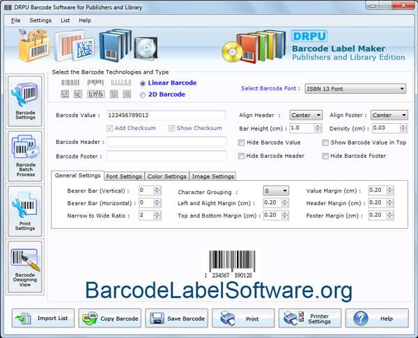 Publishers Barcode Labels Software screenshot