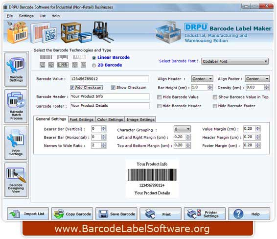 Manufacturing Industry Barcode Software screenshot