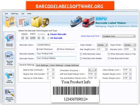 Packaging BarcodeSoftware screenshot